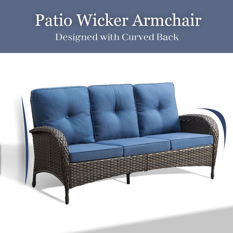 Pocassy Patio Outdoor Sofa Swivel Chairs with Ottman Table Set