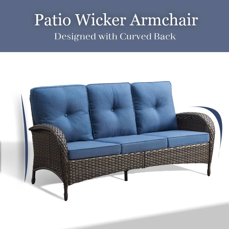 Pocassy Patio Outdoor Sofa Swivel Chairs with Ottman Table Set