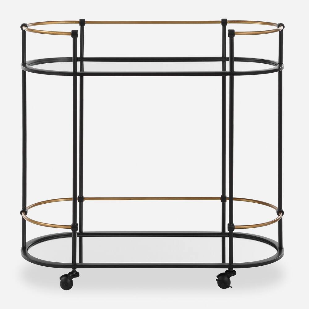 Uttermost 24186 Andre 32" Wide Metal Bar Cart with Two Shelves