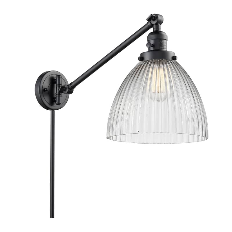 Innovations Lighting Seneca Falls Single Light 16" Tall Bathroom - Matte Black / Clear
