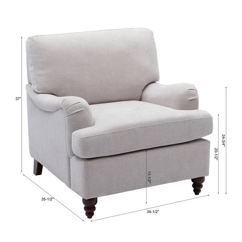 Rolled Arm Chairs Soft Accent Chair with Wood Legs for Living Room