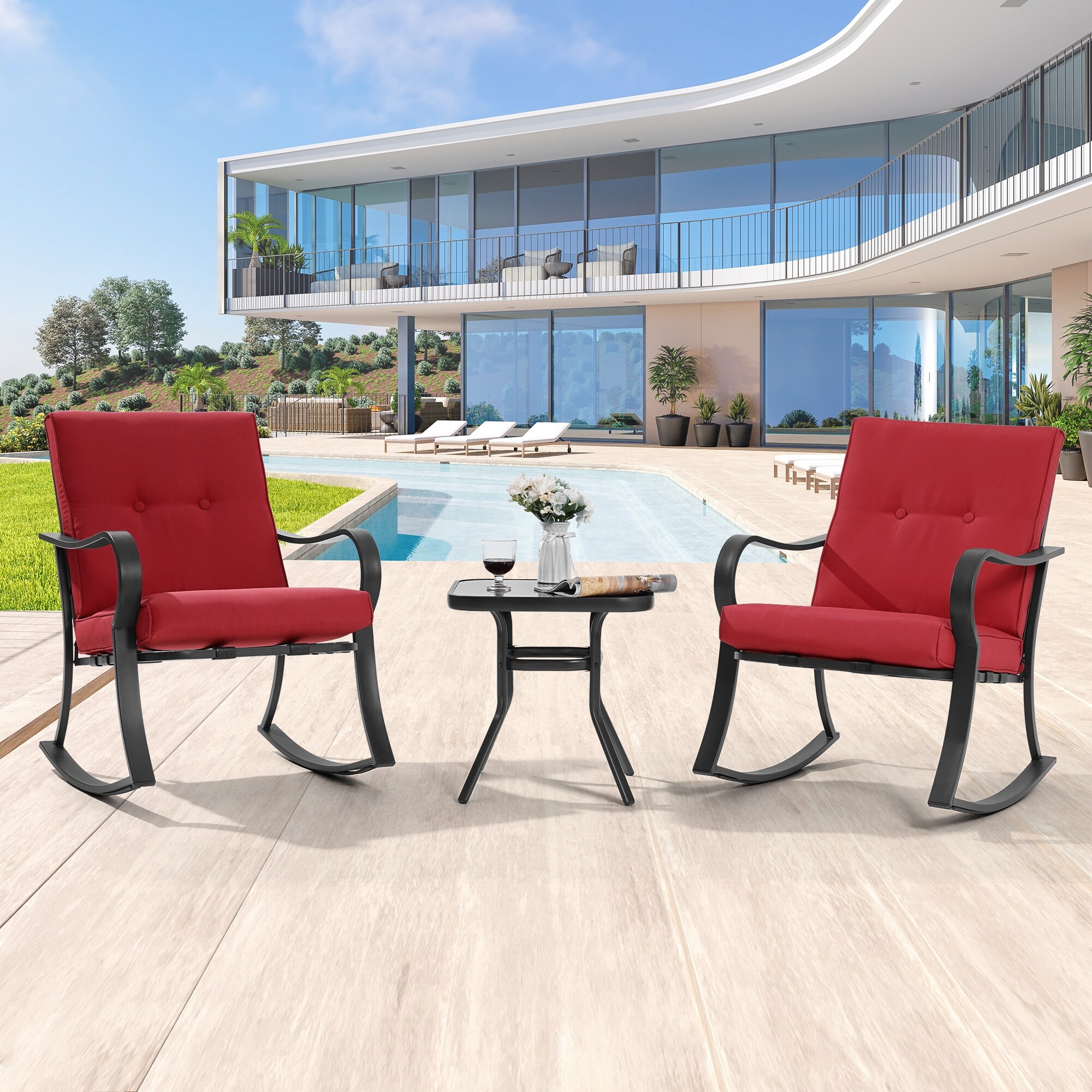 Madison padded rocking sales bistro set 3pc