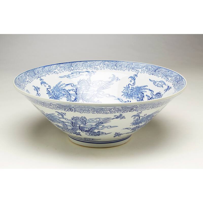 Aa Importing 59818 16 Inch Blue & White Bowl - 6 X 16 X 16 inches