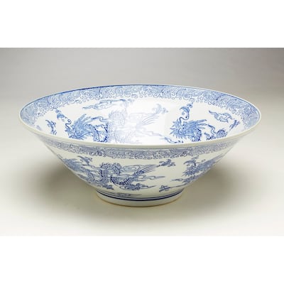 Aa Importing 59818 16 Inch Blue & White Bowl - 6 X 16 X 16 inches