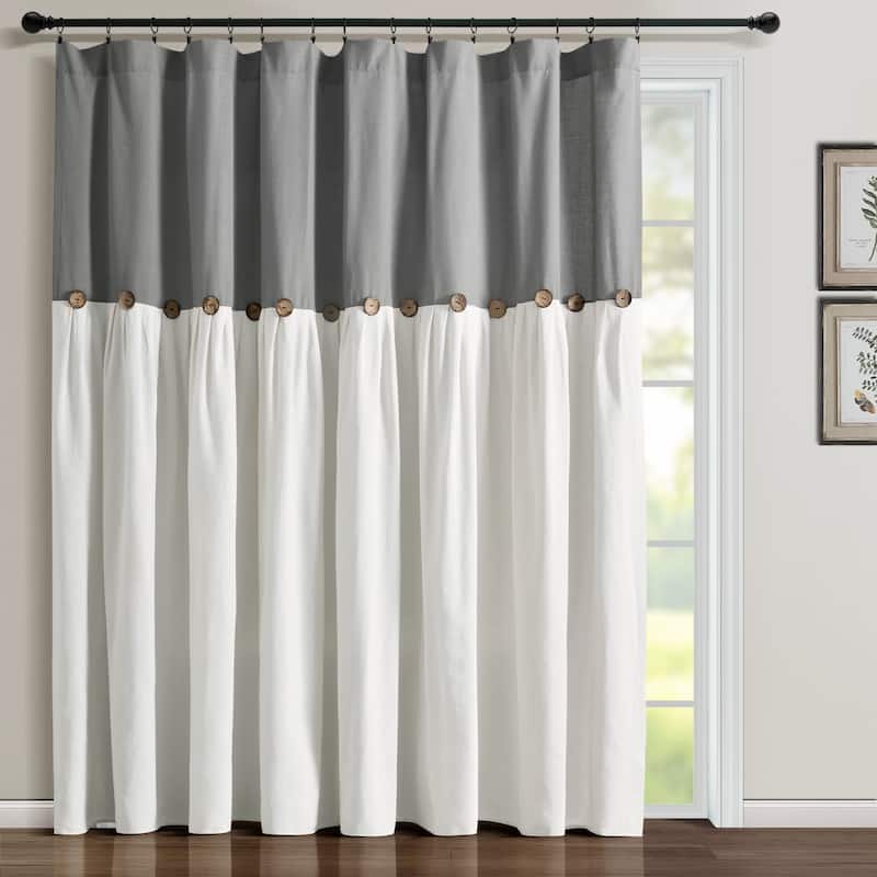 Lush Decor Linen Button Wide Width Single Curtain Panel (1 Panel) - 84" x 100" - Gray