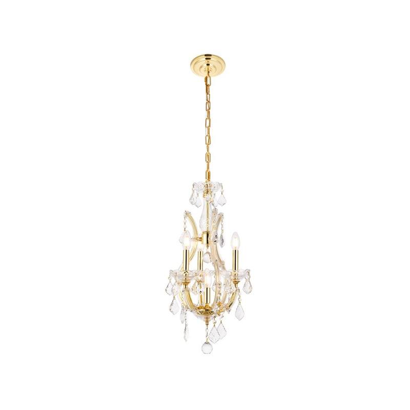 Fleur Illumination Collection Pendant D:12in H:22in Lt:4 Gold Finish - royal cut crystals/Gold