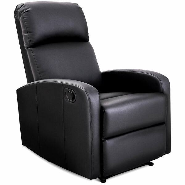 Shop Costway Manual Recliner Chair Black Lounger Leather Sofa Seat