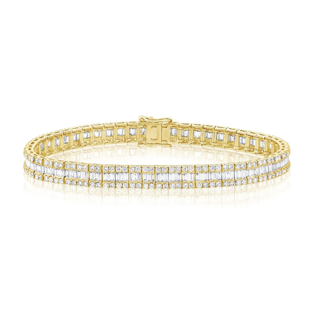Joelle Collection Round & Baguette Diamond Tennis Bracelet 4.90 ct. TDW 14K Gold
