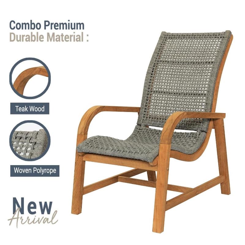 Cambridge Casual Dunham Teak Wood Outdoor Lounge Chair - FREE Lumbar Pillow