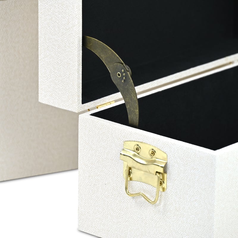 Araminta Set of 3 Rectangular Decorative Storage Trunks - Cream - N/A