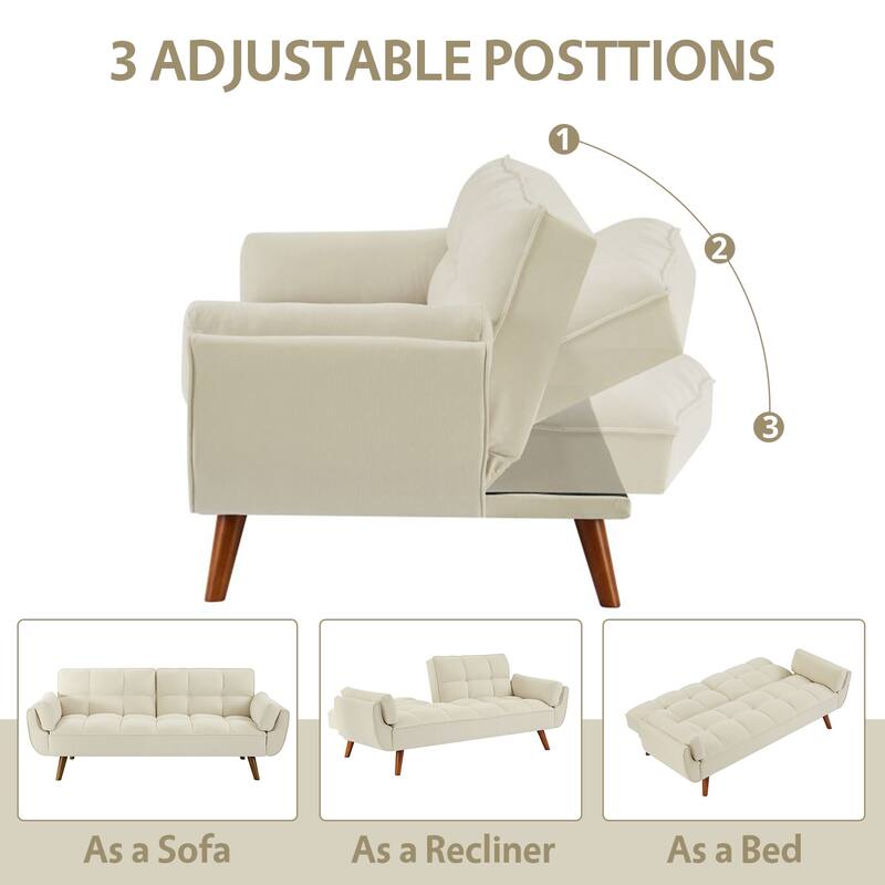 75.39'' Sofa Bed, Convertible Sleeper Couch with Pillows, Foldable Loveseat Furniture for Living Room