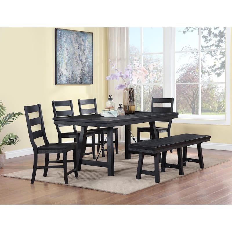 Yesler Black Trestle Dining Bench