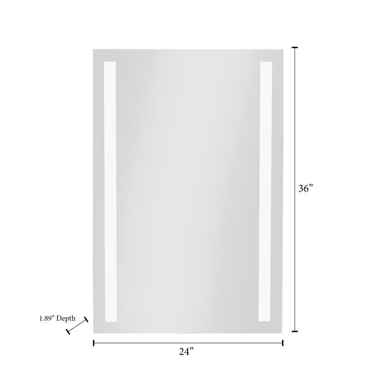American Furniture Classics Model Backlit LED Mirror with 2 Vertical Frosted Inset Strips - N/A