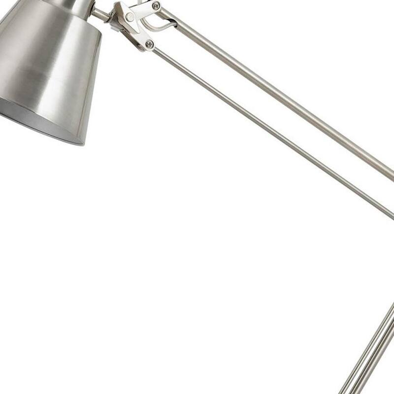 27" Nickel Table Lamp with Swivel Arm and Cone Shade and Dimmable Task for Office or Bedroom - 27" H x 7" W x 23.5" D