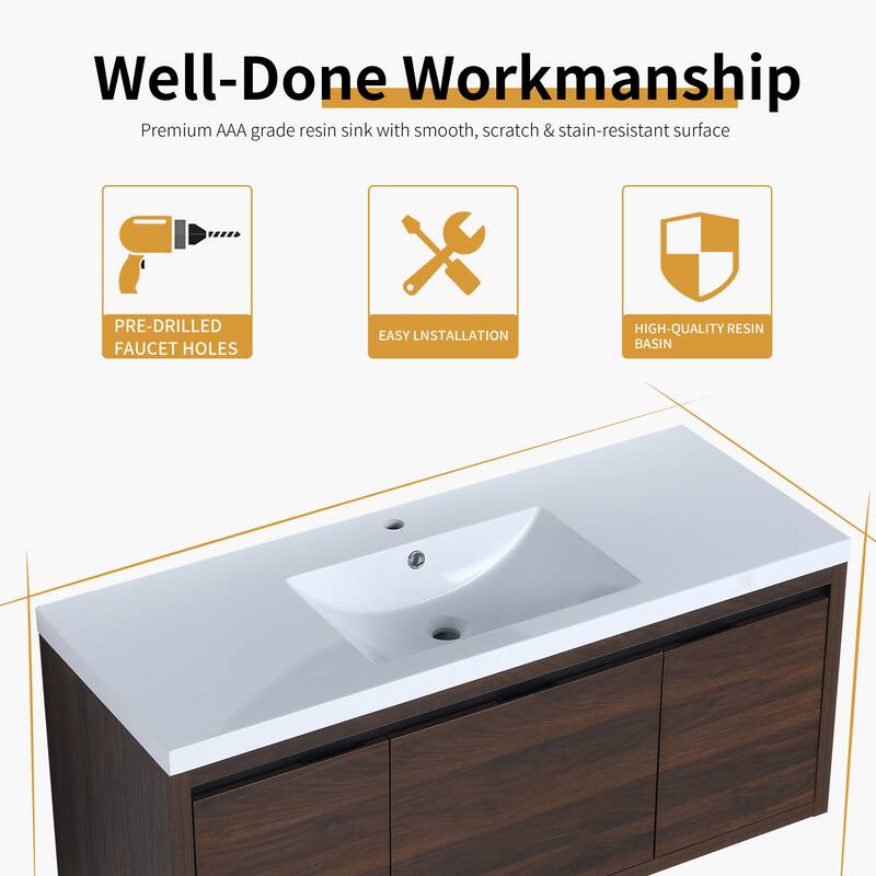 Beingnext 24"/30"/48" Bathroom Vanity with Sink, Floating Bathroom Vanity With Soft Close Door