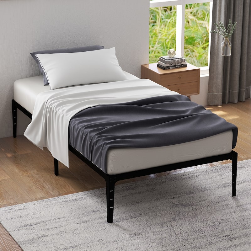 Bed Frame, Metal Slat Support - Twin