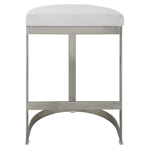 slide 2 of 10, Uttermost Ivanna Backless Silver Counter Stool - 18"W x 26"H x 14.5"D