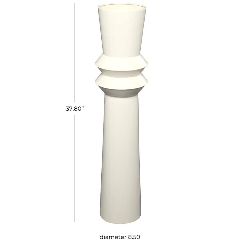 Metal Tall Art Deco Fluted Floor Decorative Vase - Black or Cream - Roche River Decor
