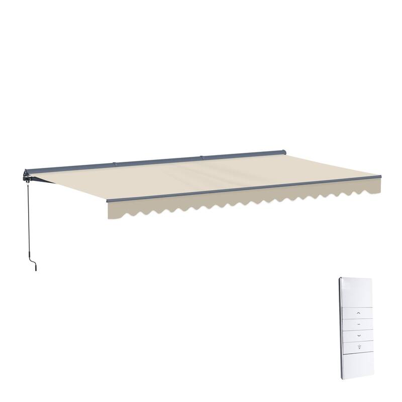 ALEKO Moroccan Semi-Cassette Motorized Patio Awning - Ivory Cream - 12 x 10 Feet - 12 x 10 feet