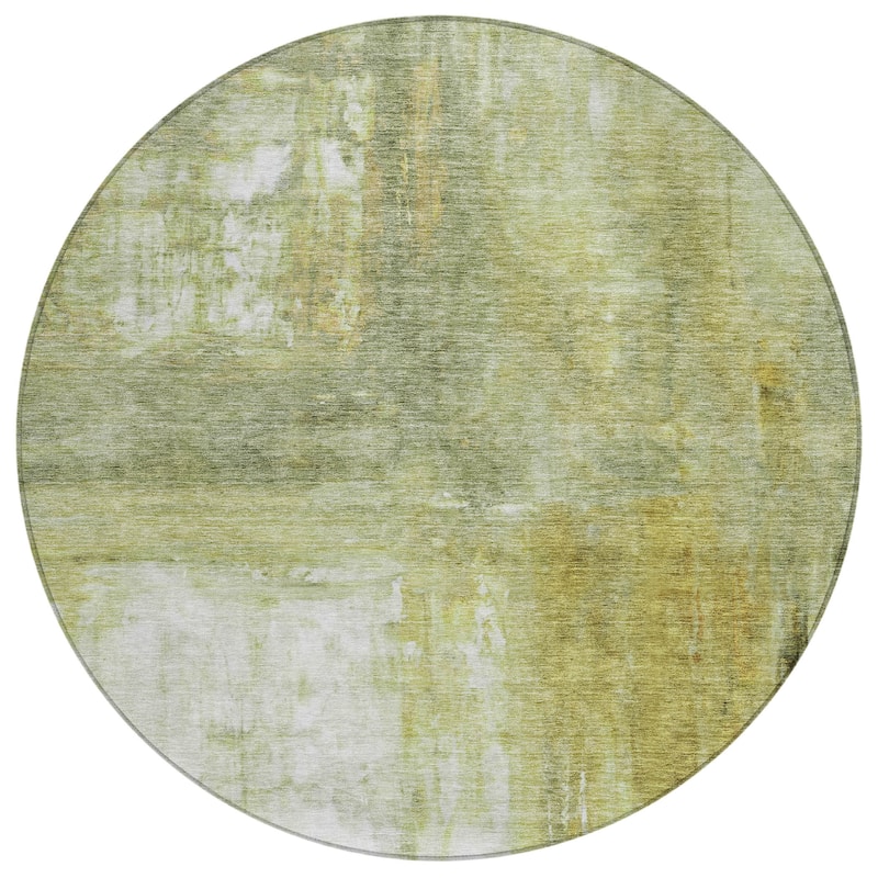 Machine Washable Indoor/ Outdoor Abstract Watercolor Chantille Rug