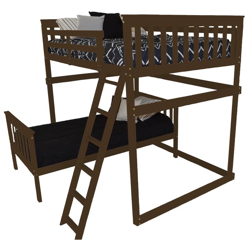 Pine Full Mission Loft Bed with Side Ladder