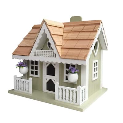 Home Bazaar 7.5" x 6.25" x 8.75" Rosemary Cottage Birdhouse- sage green