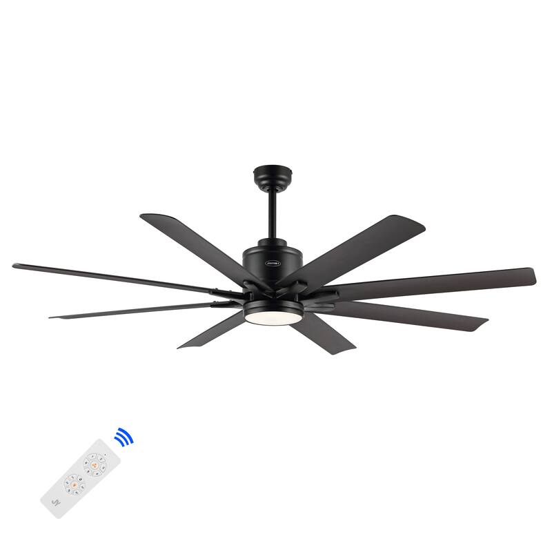 Miranda 66" 1-Light Contemporary Iron Mobile-App/Remote-Controlled 6-Speed Ceiling Fan with Integrated LED Light by JONATHAN Y