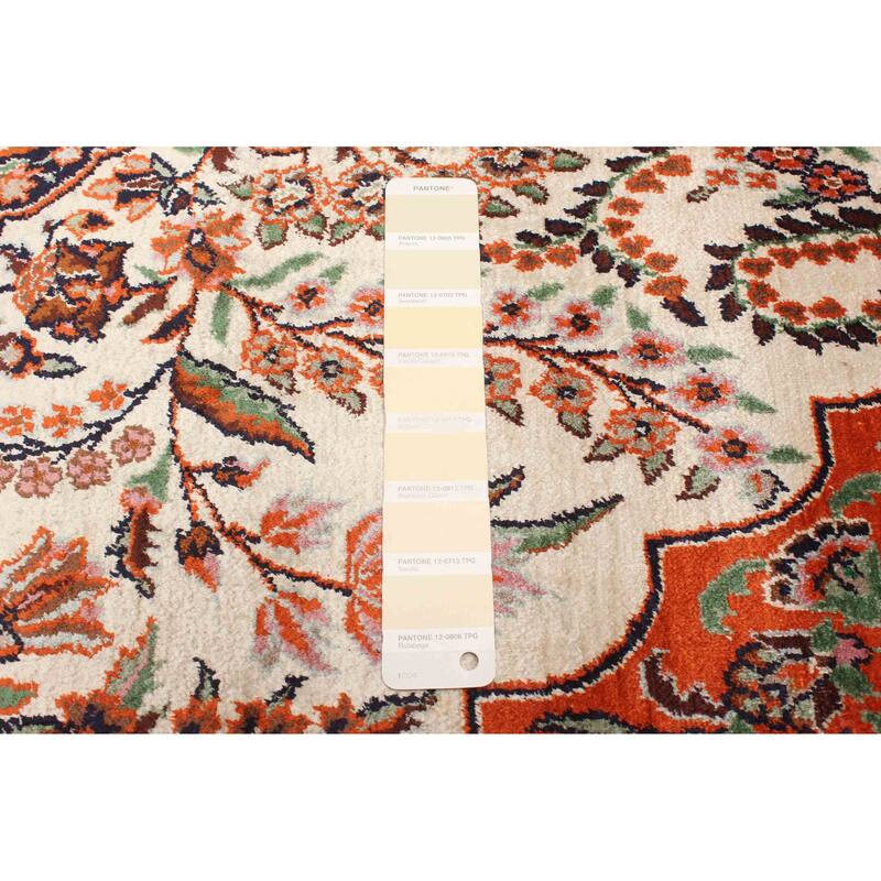 ECARPETGALLERY Hand-knotted Kashmir Cream, Dark Copper Viscose Rug - 4'0 x 6'1