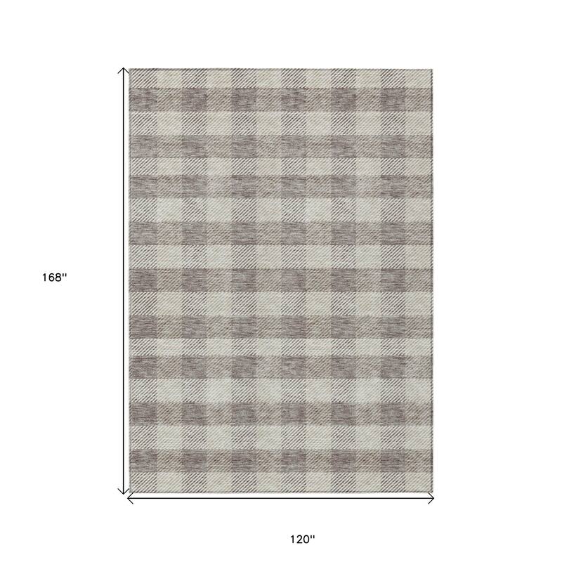 HomeRoots Plaid Transitional Rectangle Outdoor Rug