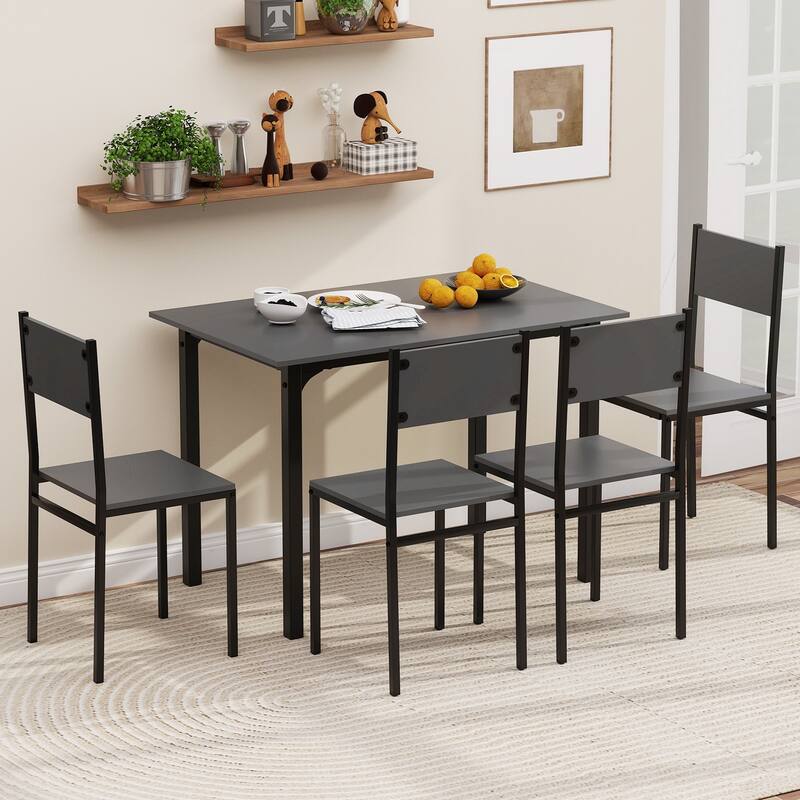 Costway 5 PCS Dining Table Set Industrial Style Kitchen Table & Chairs