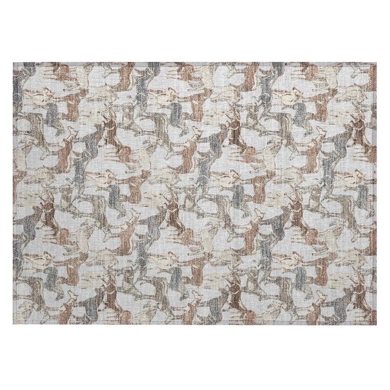 Machine Washable Indoor/ Outdoor Horse Herd Chantille Rug