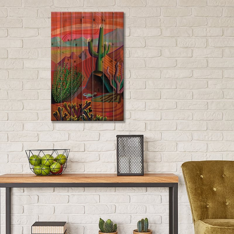 Gila River Desert Sunset Print On Wood by Charles Harker - Multi-Color