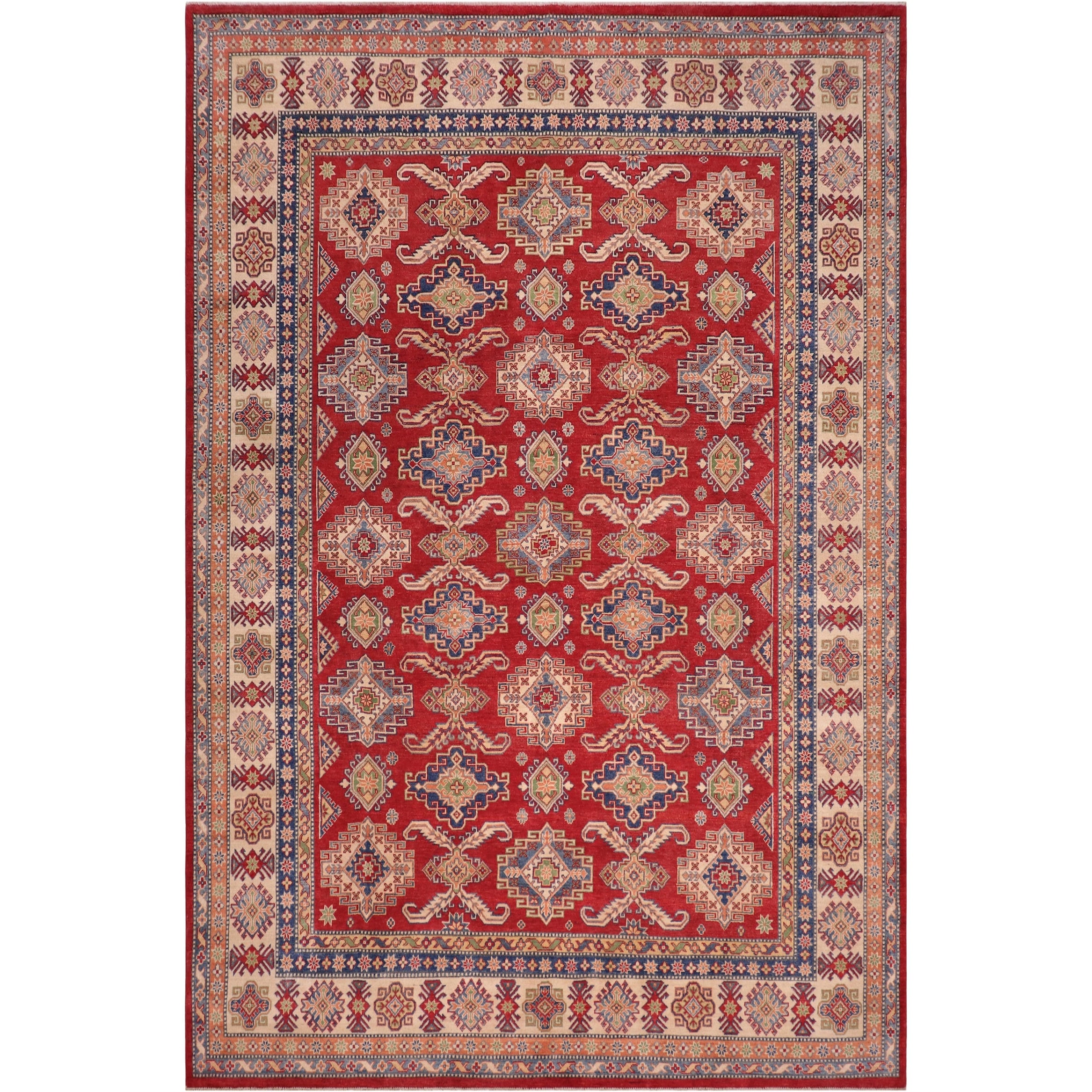Rustic Kazak Haylee Red/Beige Wool Rug - 9'0'' x 11'6''