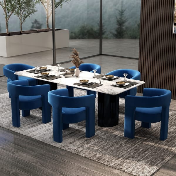 SEYNAR Modern Glam Velvet Upholstered Dining Chair, Open-Back