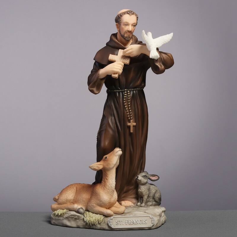 6.1 inches Height Polyresin Saint Francis of Assisi Multicolor Finish Figurine