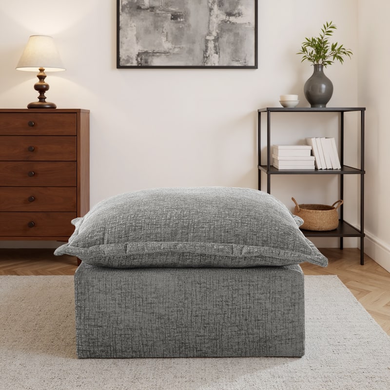 Comfy Cloud Chenille Upholstered Modular Sectional Ottoman - Grey