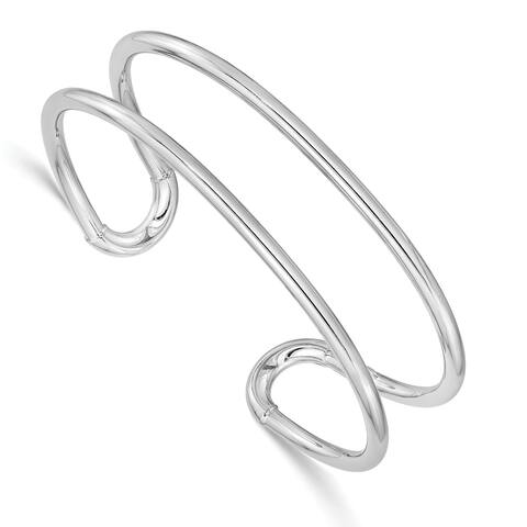 Sterling Silver Hollow High Polished Slip On Cuff Bangle by Versil