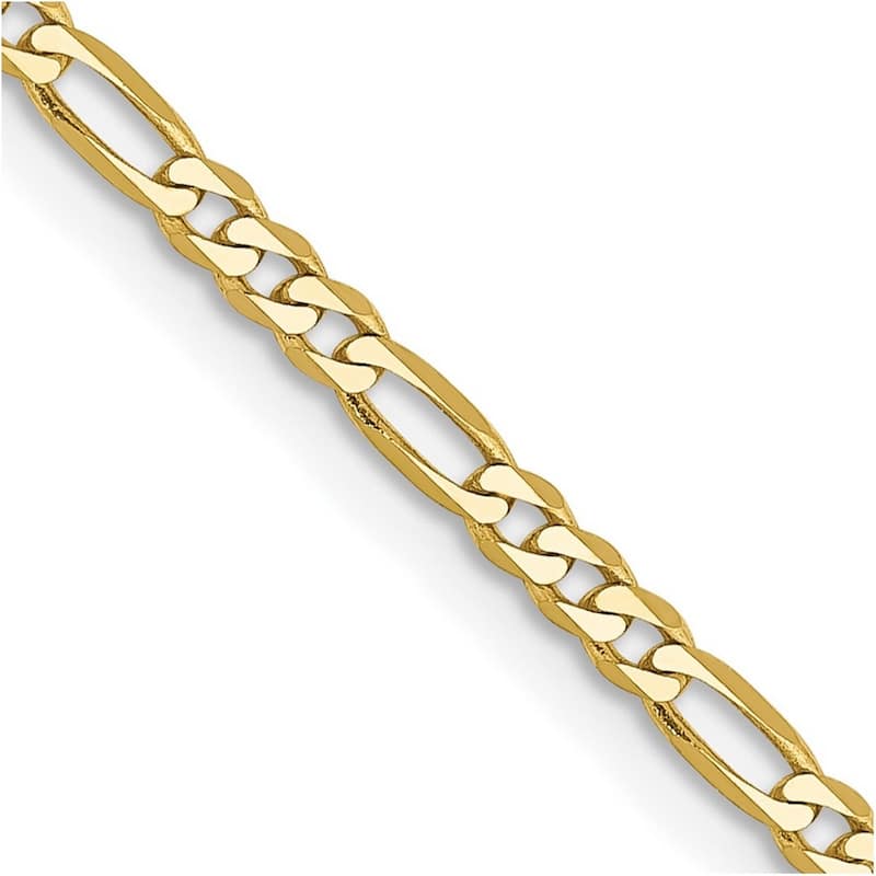 Curata 10k Yellow Gold 2.2mm Figaro Link Chain Necklace (Lobster) Options: 16 18 20 22 24 30