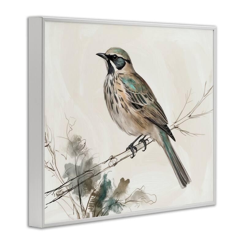 Stupell Perched Bird Illustration Framed Giclee Art Design By LSR Creative Studio