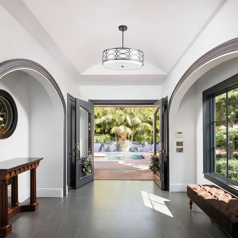 3-Light Large Drum Chandelier Drum Light Fixtures for Dining Room