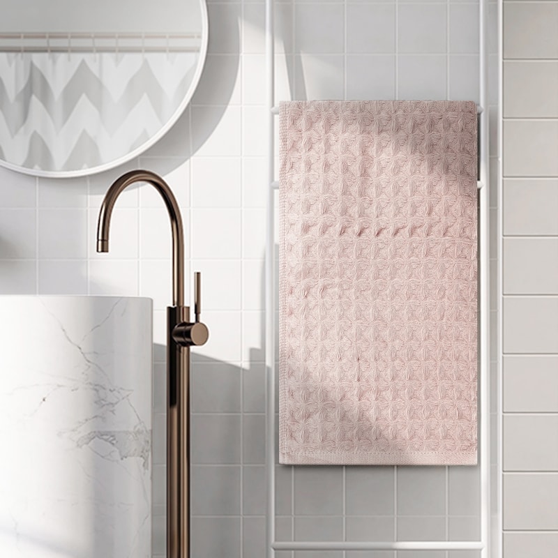 100% Cotton Home Soft Highly Absorbent Hand Towels 14 x 32 Inches, Waffle Weave Towel Sets - Pink