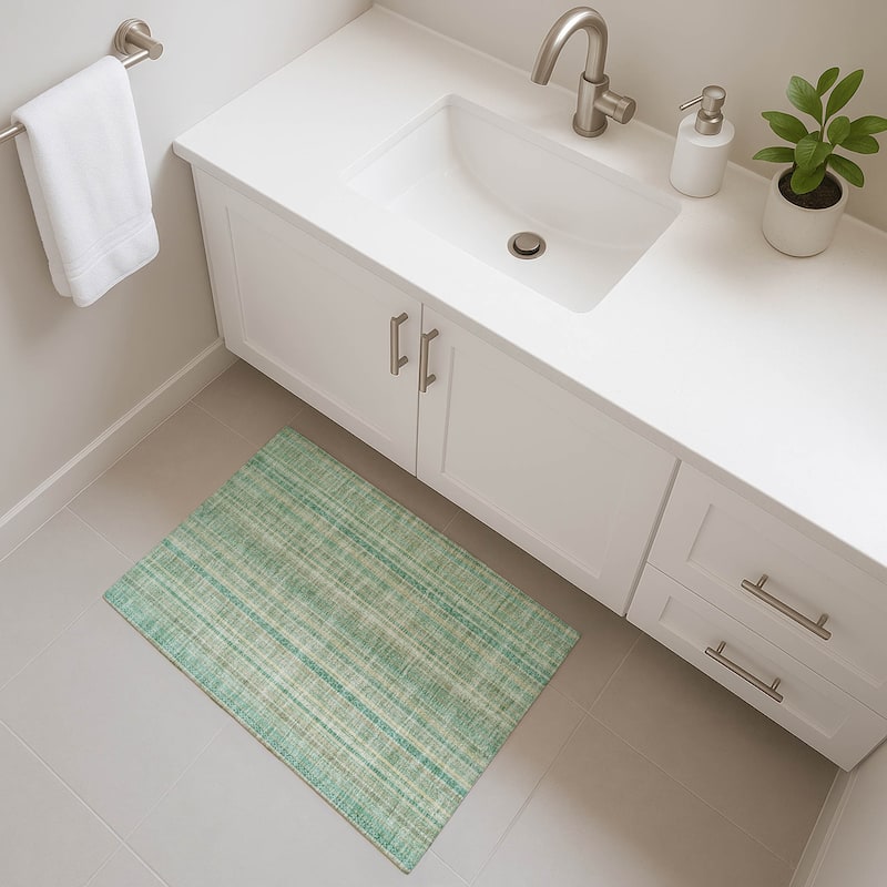 Premium Washable Super Soft Striped Mayfield Rug - Aqua - 1'8" x 2'6"