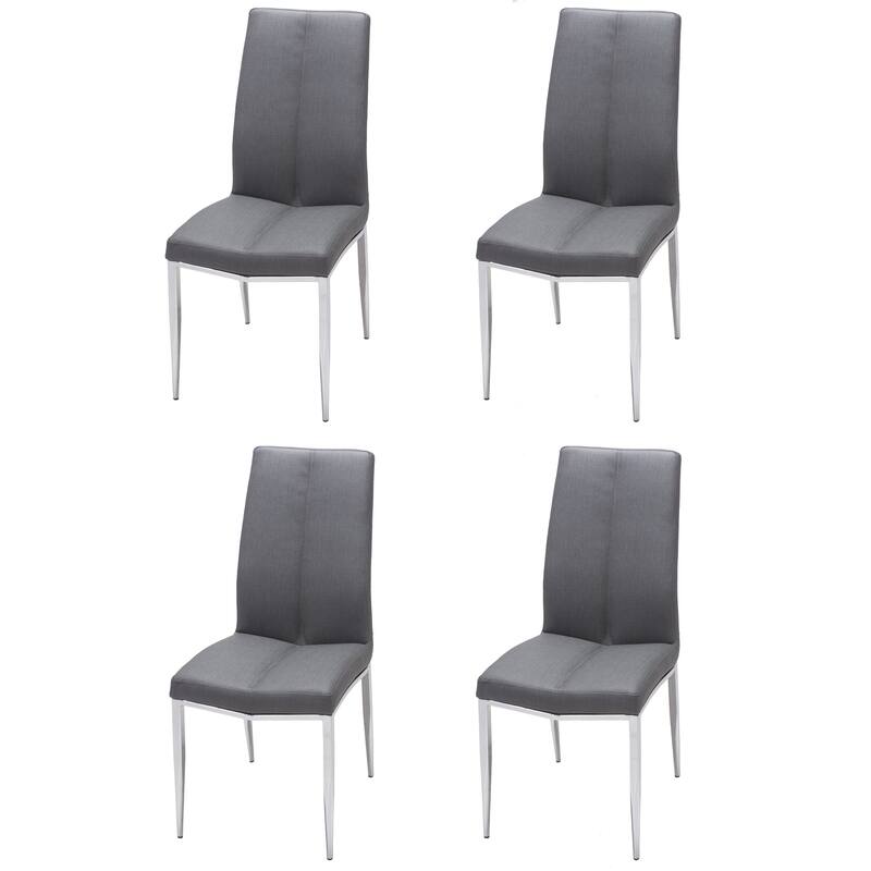 Somette Modern Dining Set with White Glass Table & 4 Chairs