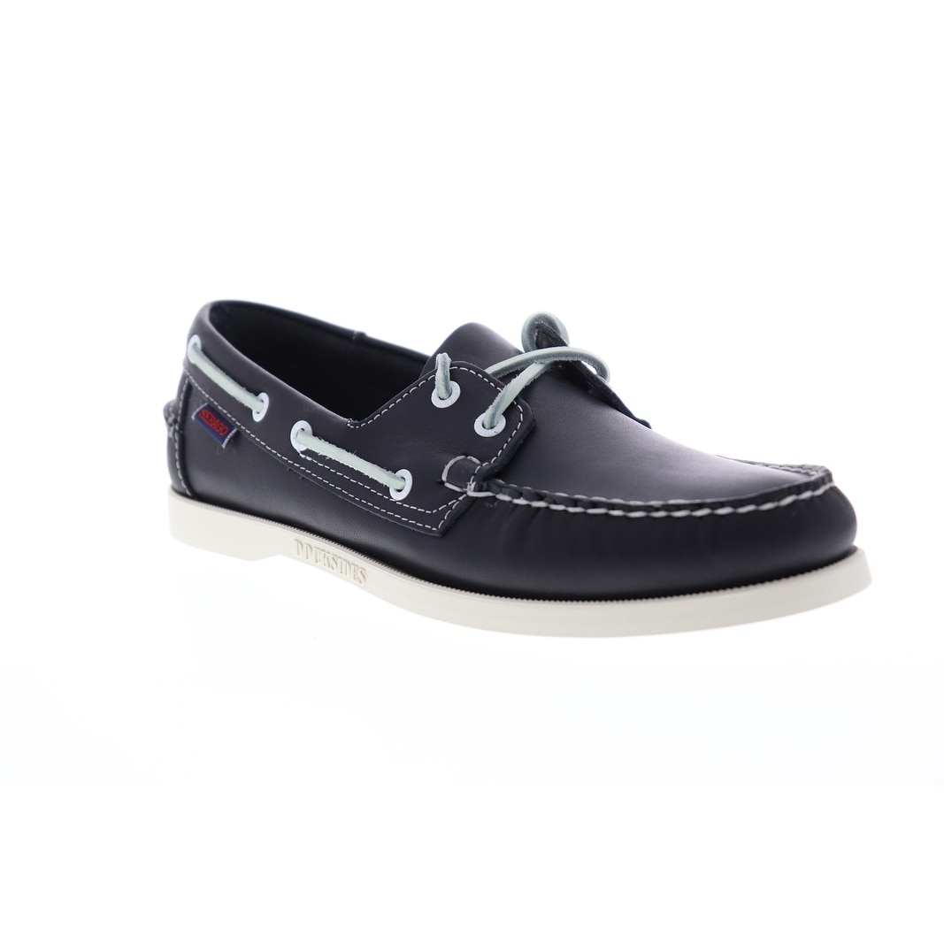 navy blue boat shoes