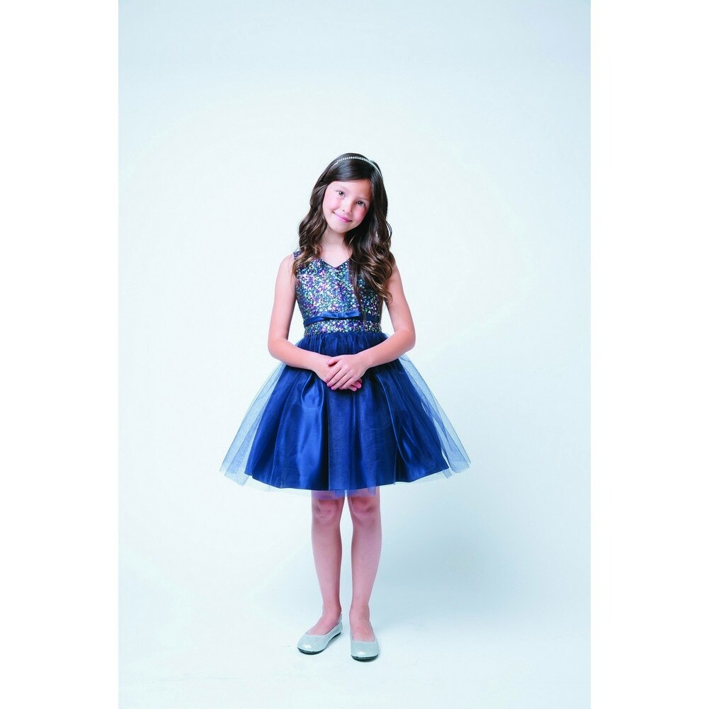 Shop Sweet Kids Navy Sequin Tulle Special Occasion Dress Girls 4