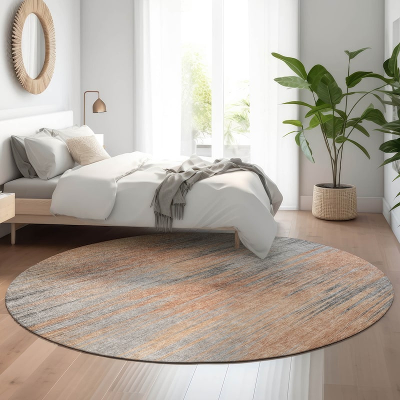 Premium Washable Super Soft Modern Ombre Mayfield Rug - Salmon - 8' x 8' - Round