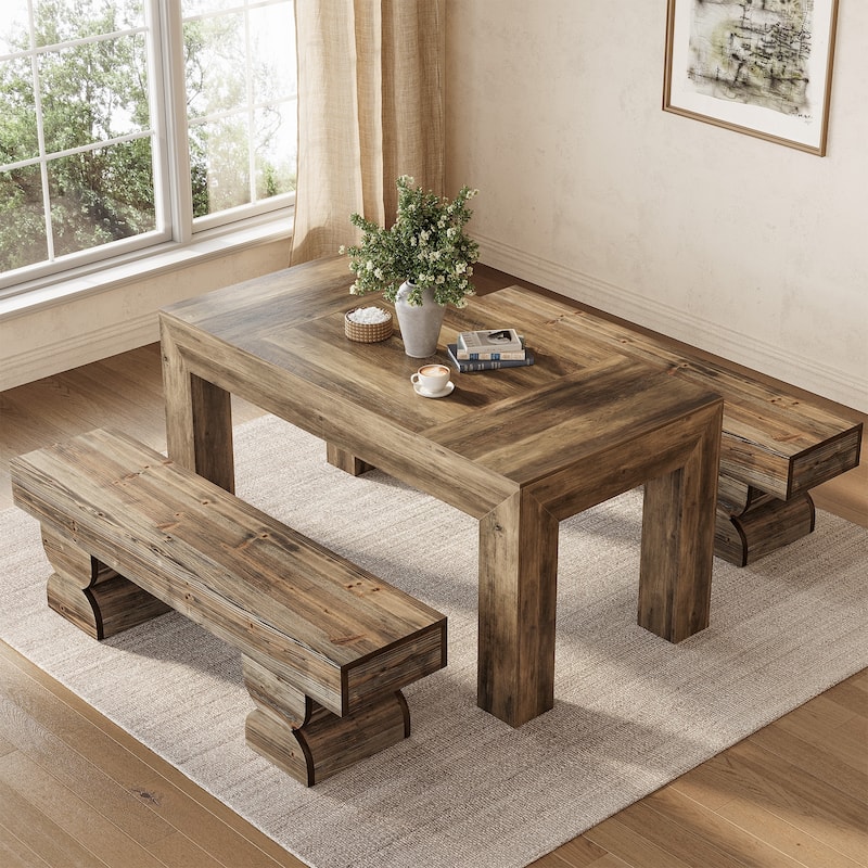 Solid Wood Dining Bench, 59-Inch Dining Bench, Farmhouse Kitchen Stool