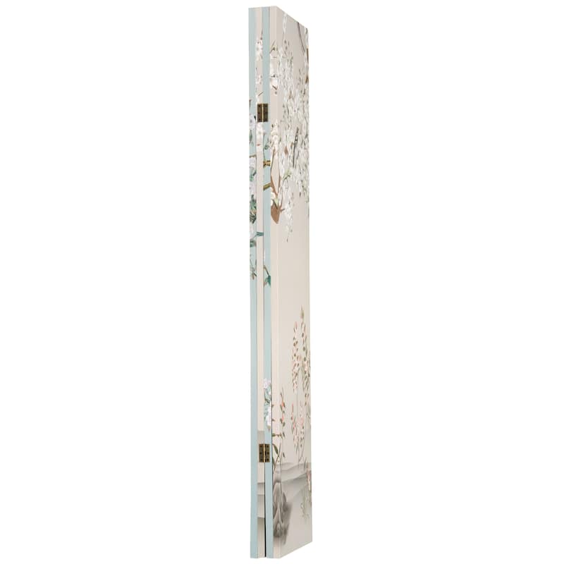 6 ft. Tall Double Sided Birds and Plum Blossoms Canvas Room Divider