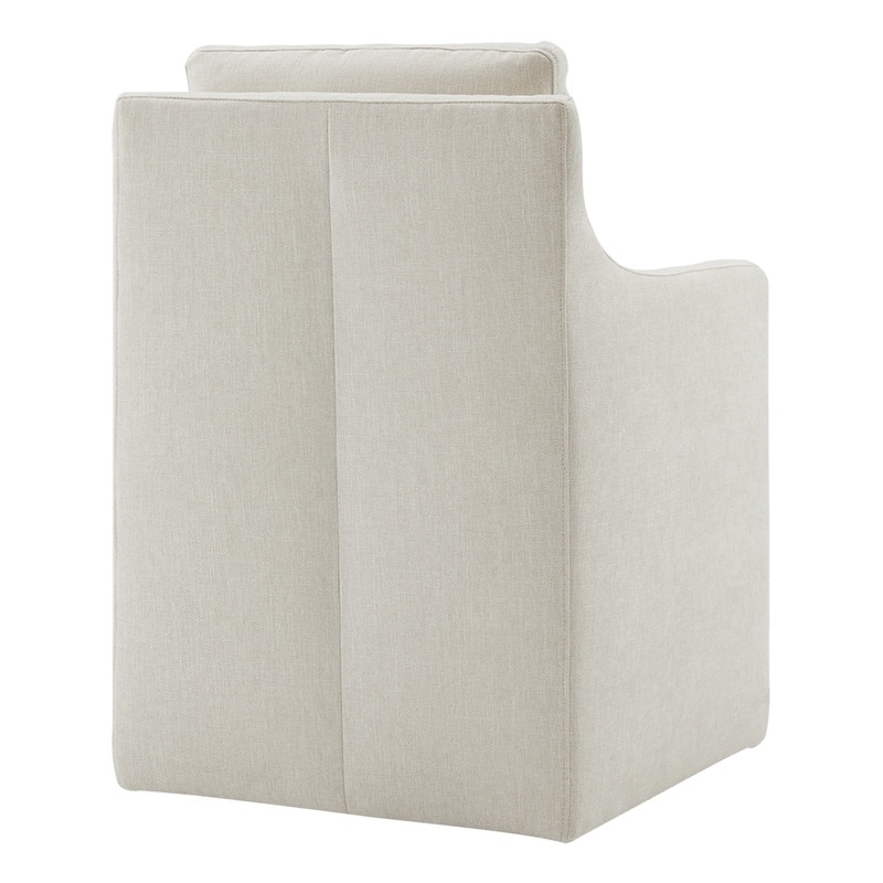 Hailey Dining Arm Chair with Caster Wheels Fabric Fully Assembled