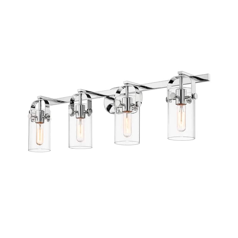Innovations Lighting 423-4W-10-35 Pilaster II Cylinder Vanity Pilaster - Polished Chrome / Clear